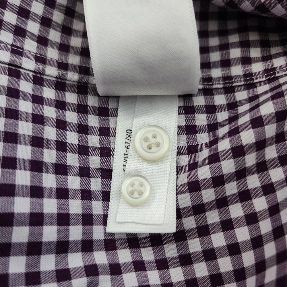 Banana Republic Shirt Men's M Purple Gingham Standard Fit Long Sleeve